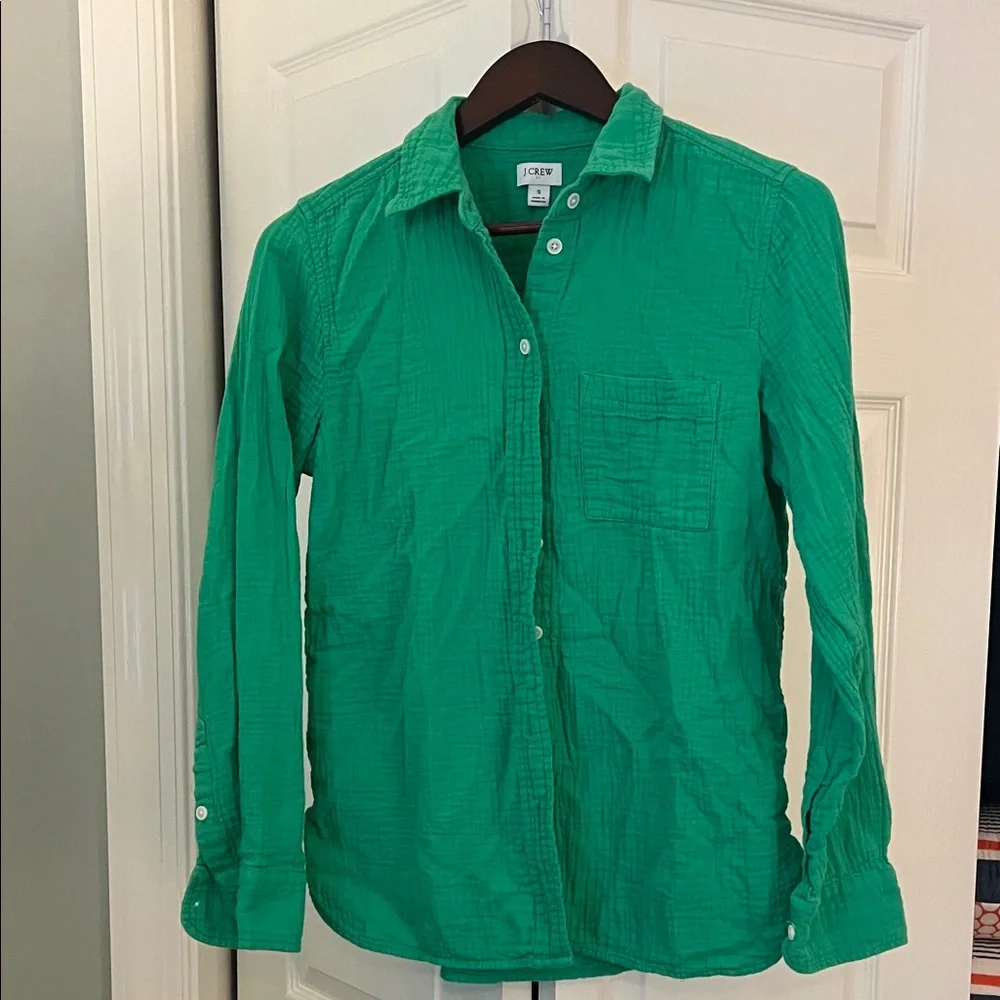 J. Crew Vibrant Green Casual Shirt - Picture 1 of 6